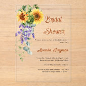 Zonnebloemen lavendel bloemen helder Vrijgezellenf Acryl Uitnodigingen (Voorkant)