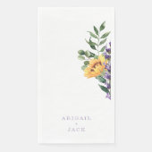 Zonnebloemen Lavendel bruiloft gepersonaliseerd Servet (Voorkant)