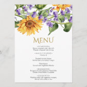 Zonnebloemen & Lavendel Bruiloft Menu (Voorkant)