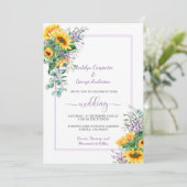 Zonnebloemen lavendel de Eucalyptus Greenery bruil Kaart (Staand voorkant)