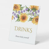 Zonnebloemen & Lavendel Douche Drinken Teken Reclamebord Met Voetstuk (Voorkant)