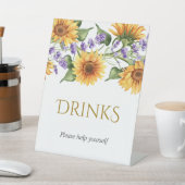 Zonnebloemen & Lavendel Douche Drinken Teken Reclamebord Met Voetstuk (Insitu)
