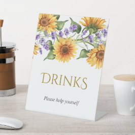 Zonnebloemen & Lavendel Douche Drinken Teken Reclamebord Met Voetstuk