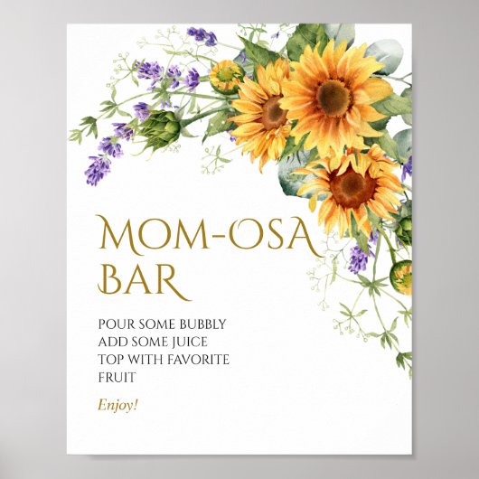 Zonnebloemen & Lavendel Douche Momosa Bar Teken Poster (Voorkant)