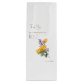 Zonnebloemen & Lavendel Elegante witte bruiloft Wijn Cadeautas (Voorkant)