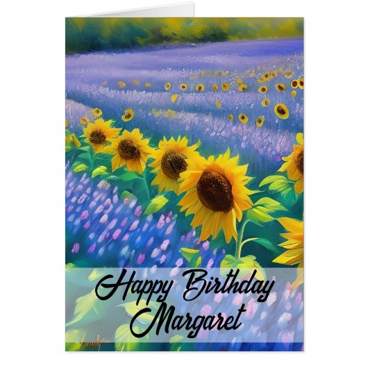 Zonnebloemen & Lavendel Happy Birthday Kaart (Voorkant)