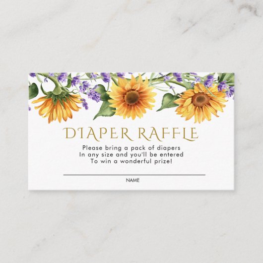 Zonnebloemen & Lavendel Luier Raffle Behuizing Kaa Informatiekaartje (Voorkant)