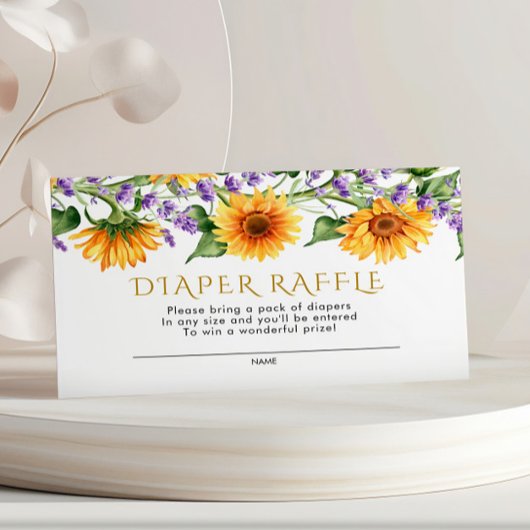 Zonnebloemen & Lavendel Luier Raffle Behuizing Kaa Informatiekaartje