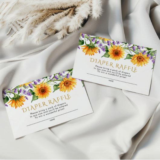 Zonnebloemen & Lavendel Luier Raffle Behuizing Kaa Informatiekaartje