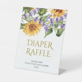 Zonnebloemen & Lavendel Luier Raffle teken Reclamebord Met Voetstuk (Voorkant)