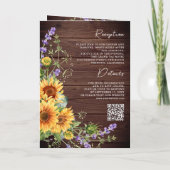 Zonnebloemen Lavendel QR Code Houten Bruiloft (Achterkant)