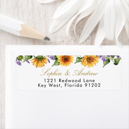 Zonnebloemen & Lavendel retouradres Label (Insitu)