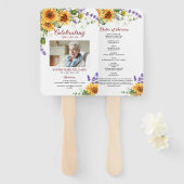 Zonnebloemen & Lavendel Uitvaartprogramma Set waai Handwaaier (Voorkant en achterkant)