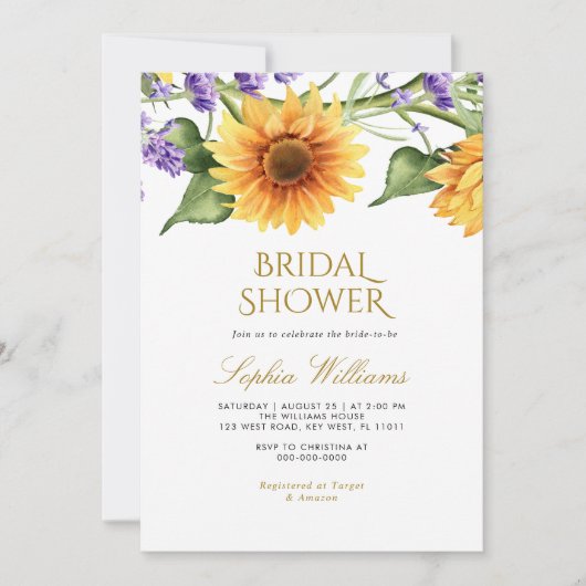 Zonnebloemen & Lavendel Vrijgezellenfeest Invitat Kaart (Voorkant)