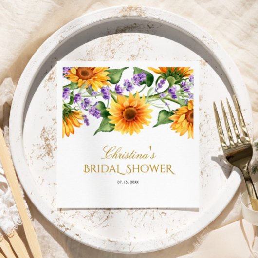 Zonnebloemen & Lavendel Vrijgezellenfeest Servet