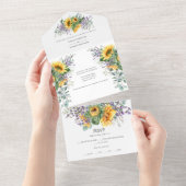 Zonnebloemen Lavender Eucalyptus | All In One Uitnodiging (Afscheurbaar)