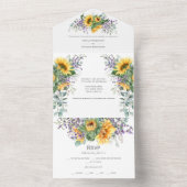 Zonnebloemen Lavender Eucalyptus | All In One Uitnodiging (Binnen)