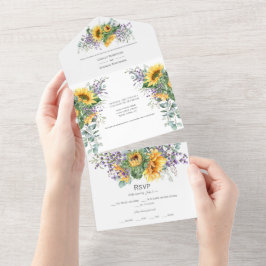 Zonnebloemen Lavender Eucalyptus | All In One Uitnodiging