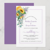 Zonnebloemen Lavender Eucalyptus Greenery Wedding Kaart (Voorkant / Achterkant)