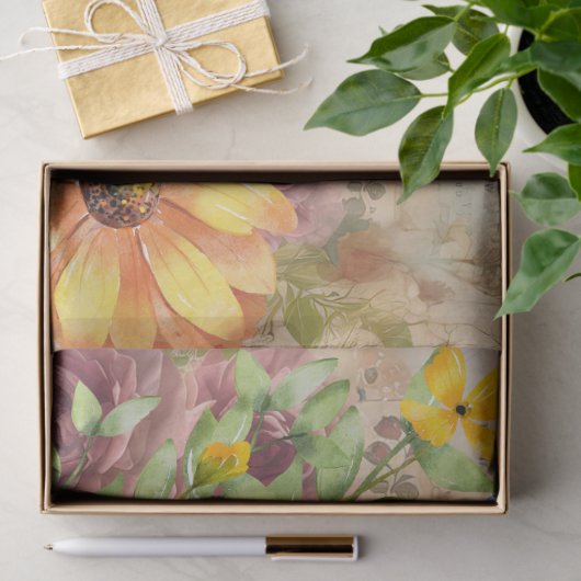 Zonnebloemen &  Leeuwenhoofd tissuepapier (Geschenk)