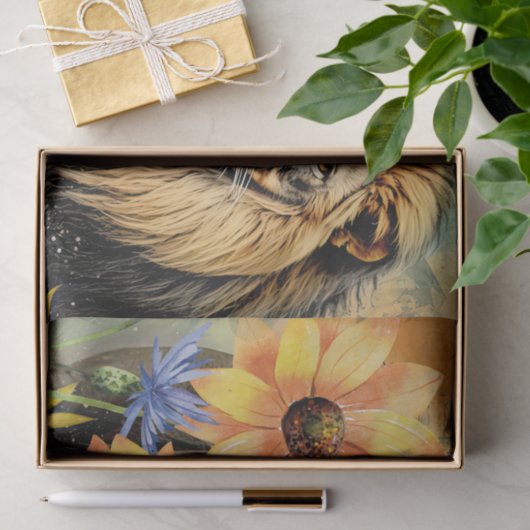 Zonnebloemen & Leeuwenhoofd tissuepapier (Geschenk)