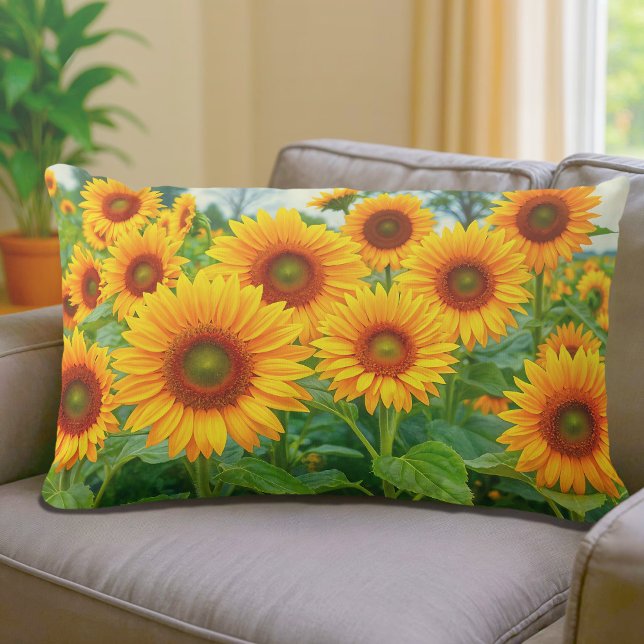 Zonnebloemen Lendenkussen Kussen (Lumbar pillow with sunflowers)