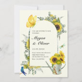 Zonnebloemen lente bruiloft kaart (Voorkant)
