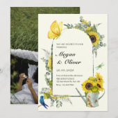 Zonnebloemen lente bruiloft kaart (Voorkant / Achterkant)