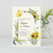 Zonnebloemen lente bruiloft kaart (Staand voorkant)