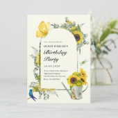 Zonnebloemen lente verjaardag kaart (Staand voorkant)