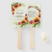 Zonnebloemen Lentroze Floral Weddenschap Dank je Handwaaier (Voorkant en achterkant)
