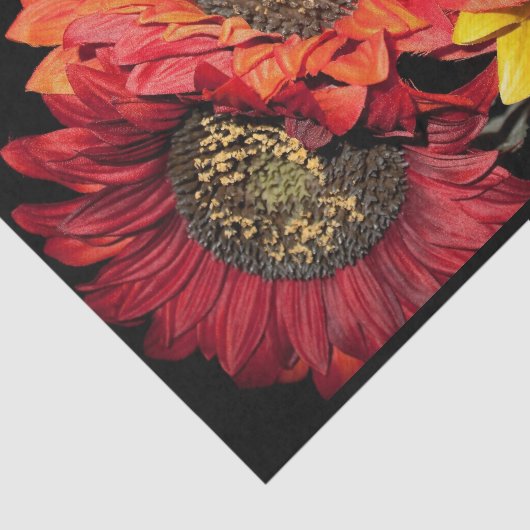 Zonnebloemen Levendige kleuren, rood, Sinaasappel  Tissuepapier (Detail)