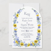 Zonnebloemen & Lichtblauw Roos Tuin Wedding Arches Kaart (Voorkant)
