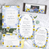 Zonnebloemen & Lichtblauw Roos Tuin Wedding Arches Kaart