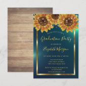 Zonnebloemen, Lichten, Hout, Confetti Groen Afstud Kaart (Voorkant / Achterkant)