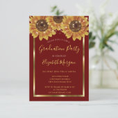 Zonnebloemen, Lichten, Hout, Rode GraduPartij Kaart (Staand voorkant)