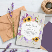 Zonnebloemen Lila zeshoek rustiek chique Vrijgezel Kaart
