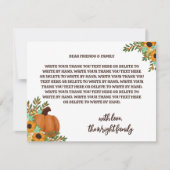Zonnebloemen Little Pumpkin Baby shower Dank u Bedankkaart (Voorkant)