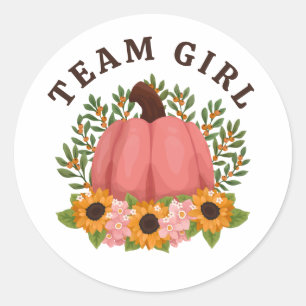 Zonnebloemen Little Pumpkin Gender Reveal Team Gir Ronde Sticker
