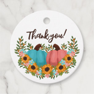 Zonnebloemen Little Pumpkin Geslacht Reveal Dank u Bedankjes Labels