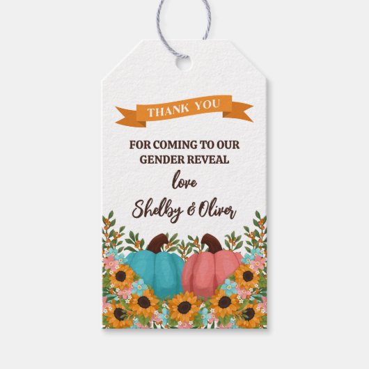 Zonnebloemen Little Pumpkin Geslacht Reveal Dank u Cadeaulabel (Voorkant)