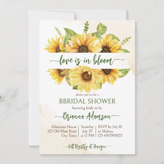 Zonnebloemen love is in bloom bruiloftsbruiloft te kaart (Voorkant)