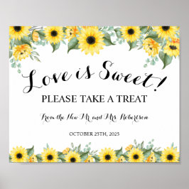 Zonnebloemen Love is Sweet Bruiloft Feest Bruidspa Poster