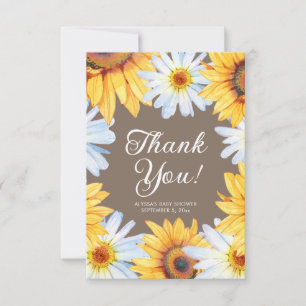 Zonnebloemen Madeliefjes Baby Meisje Shower Bedank Bedankkaart