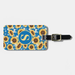 Zonnebloemen & Madeliefjes Bloem Monogram  Bagagelabel
