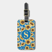 Zonnebloemen & Madeliefjes Bloem Monogram Bagagelabel (Voorkant verticaal)