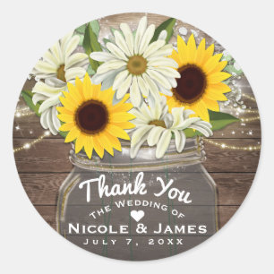 Zonnebloemen & Madeliefjes Metselglas Glans Rustie Ronde Sticker