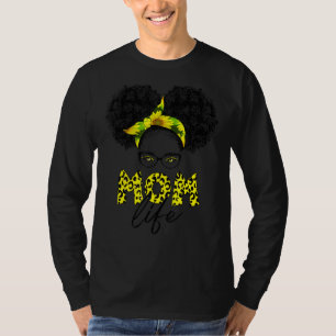 Zonnebloemen Mam Life Bun Hair Zonnebrillen Moeder T-shirt