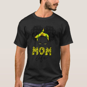 Zonnebloemen Mam Life Bun Hair Zonnebrillen Moeder T-shirt
