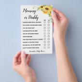 Zonnebloemen Mam of pap zei Baby shower Game-kaart Flyer (Hand)